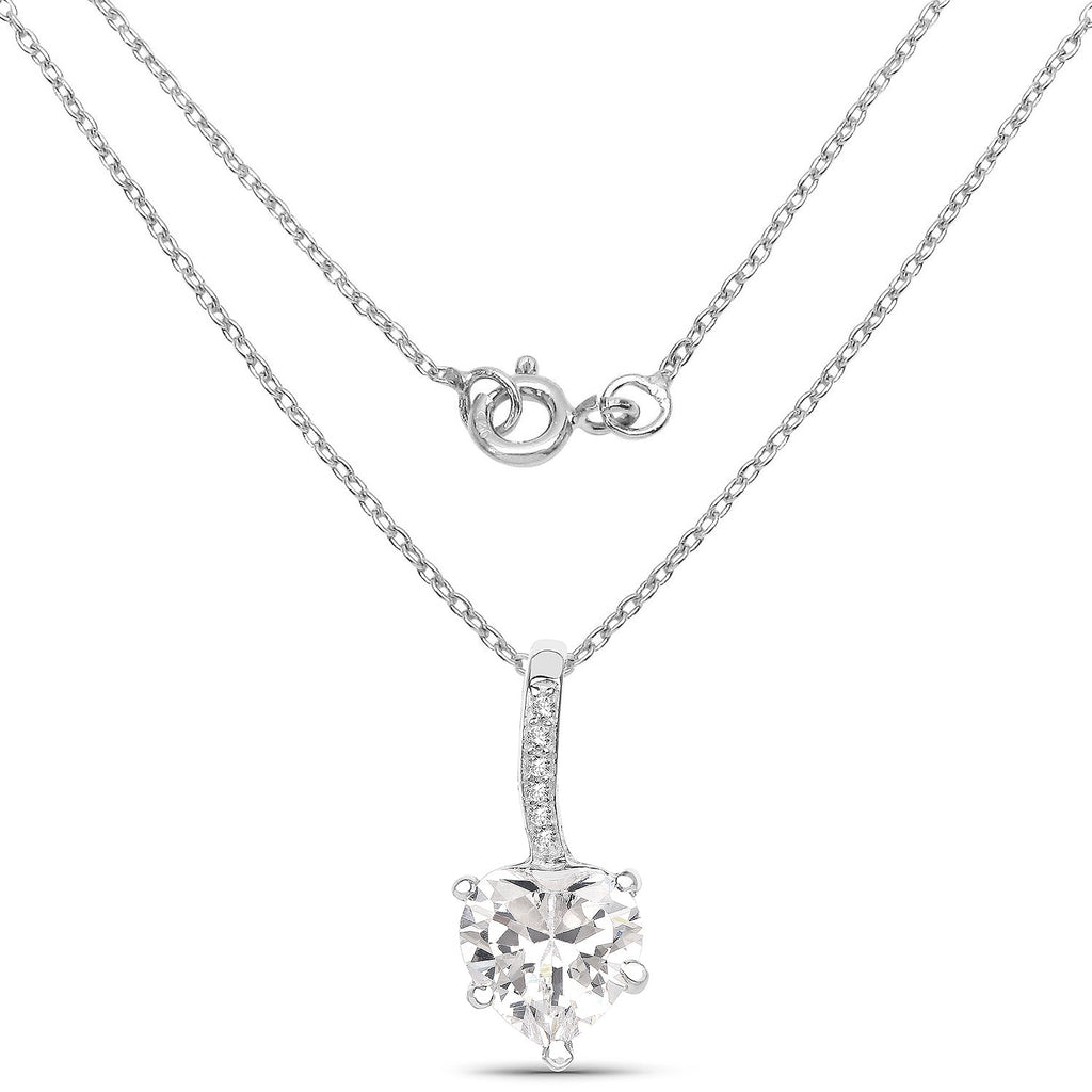 4.46 Carat Genuine White Cubic Zirconia .925 Sterling Silver Pendant