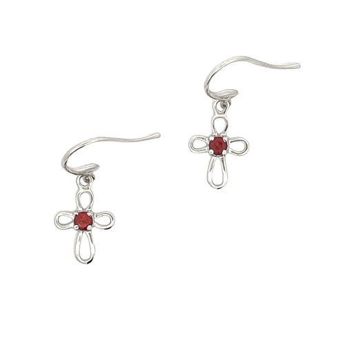 .29ct Garnet Cross Earrings 10KT White Gold