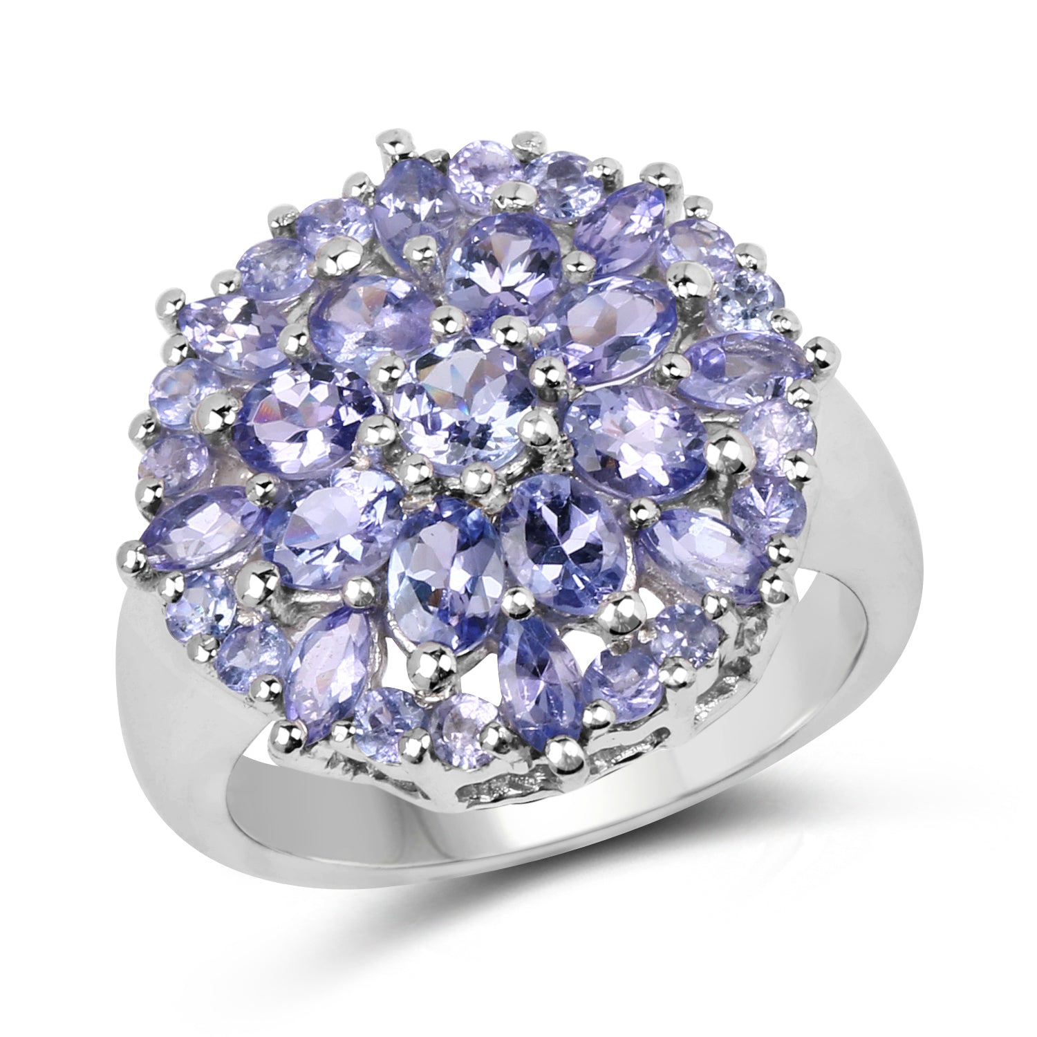 2.79 Carat Genuine Tanzanite .925 Sterling Silver Ring