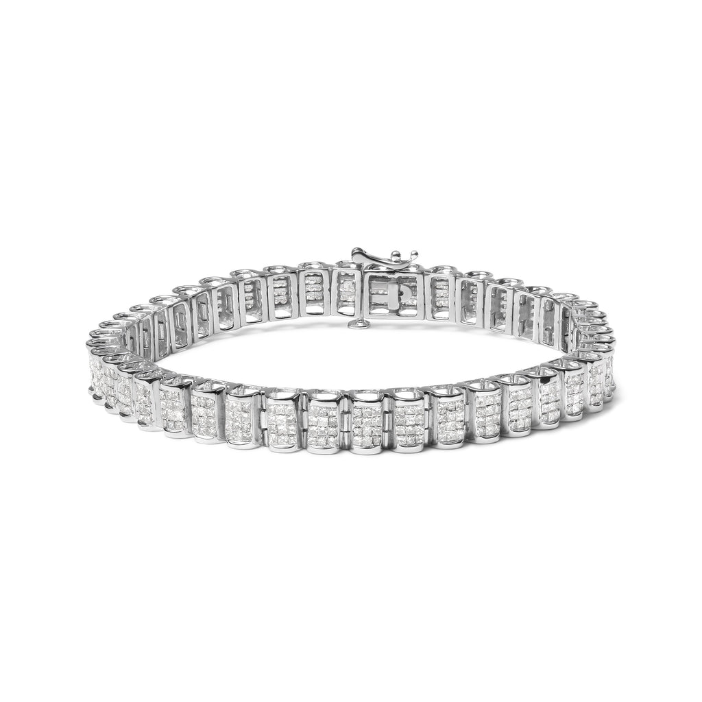 14K Yellow Gold 5.0 Cttw Invisible Set Princess-cut Diamond Buckle Link Tennis Bracelet (H-I Color, SI2-I1 Clarity) - Size 7.25"