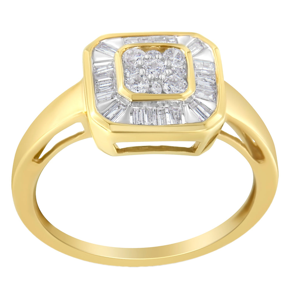 10K Yellow Gold Diamond Cocktail Ring (1/2 Cttw, I-J Color, SI2-I1 Clarity) - Size 6