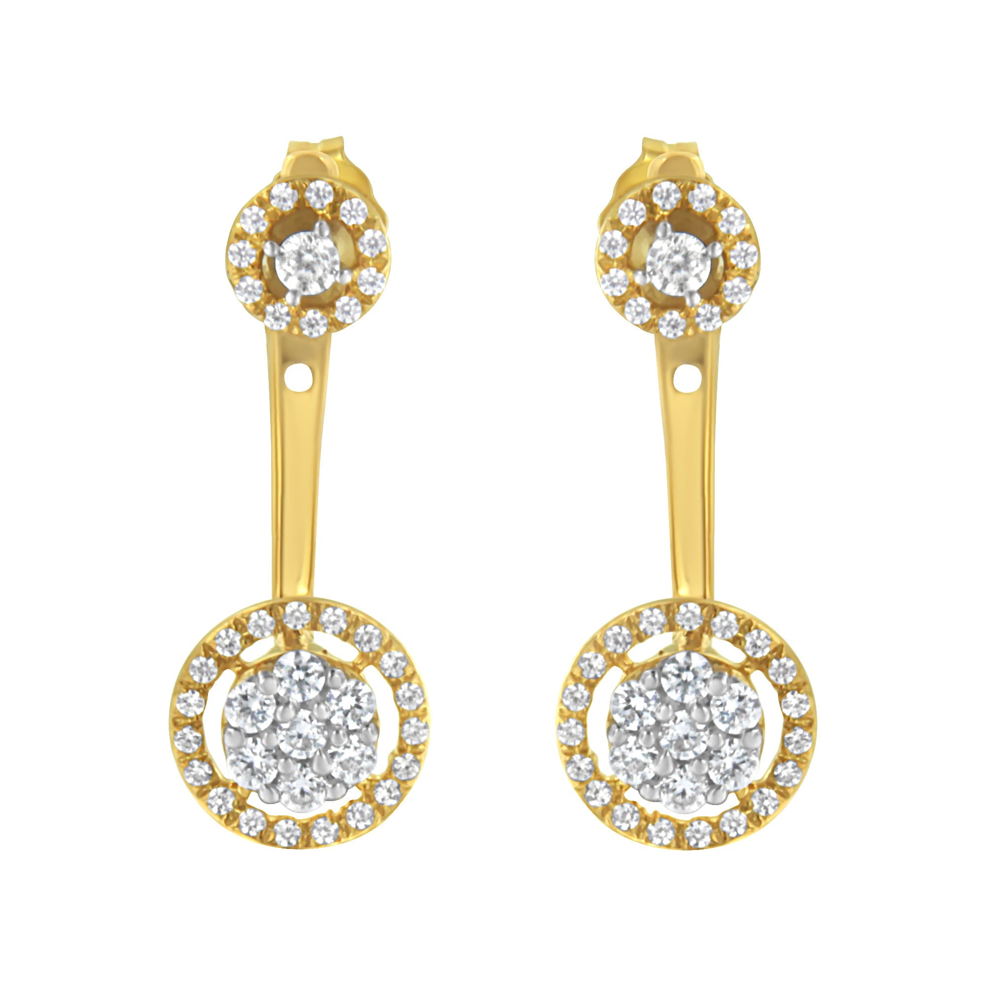 14K Yellow Gold Plated .925 Sterling Silver 5/8 Cttw Diamond Removable Stud and Dangle Earrings (I-J Color, I2-I3)