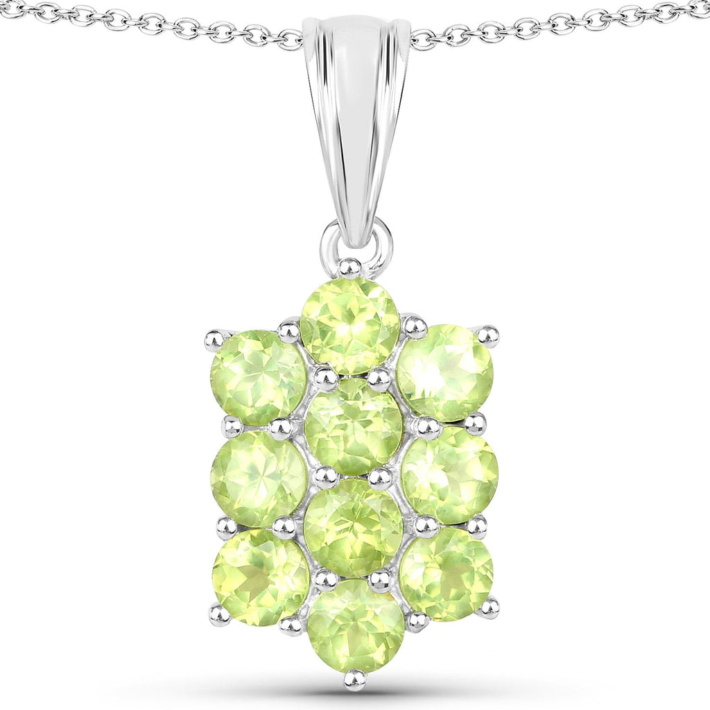 6.80 Carat Genuine Peridot .925 Sterling Silver 3 Piece Jewelry Set (Ring, Earrings, and Pendant w/ Chain)