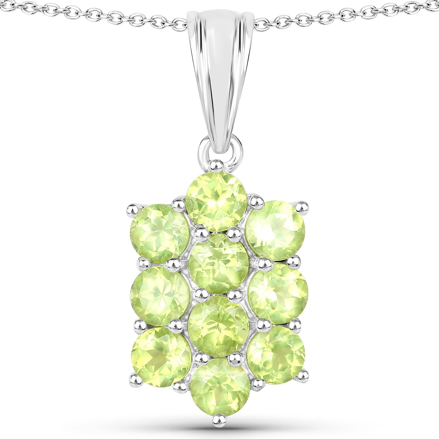 6.80 Carat Genuine Peridot .925 Sterling Silver 3 Piece Jewelry Set (Ring, Earrings, and Pendant w/ Chain)
