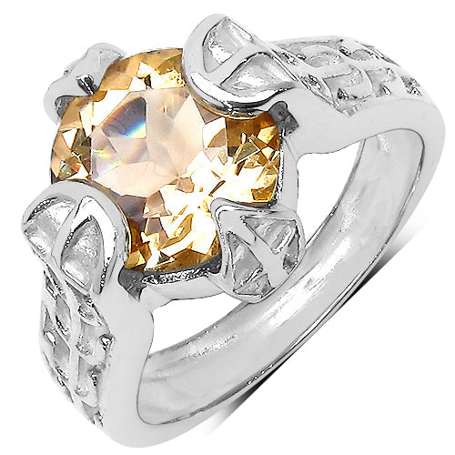 11.40 Carat Genuine Citrine .925 Sterling Silver Ring, Pendant and Earrings Set