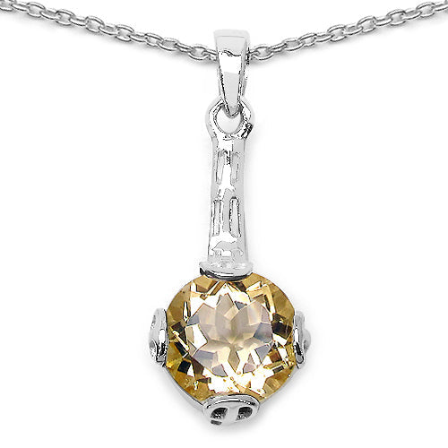 11.40 Carat Genuine Citrine .925 Sterling Silver Ring, Pendant and Earrings Set