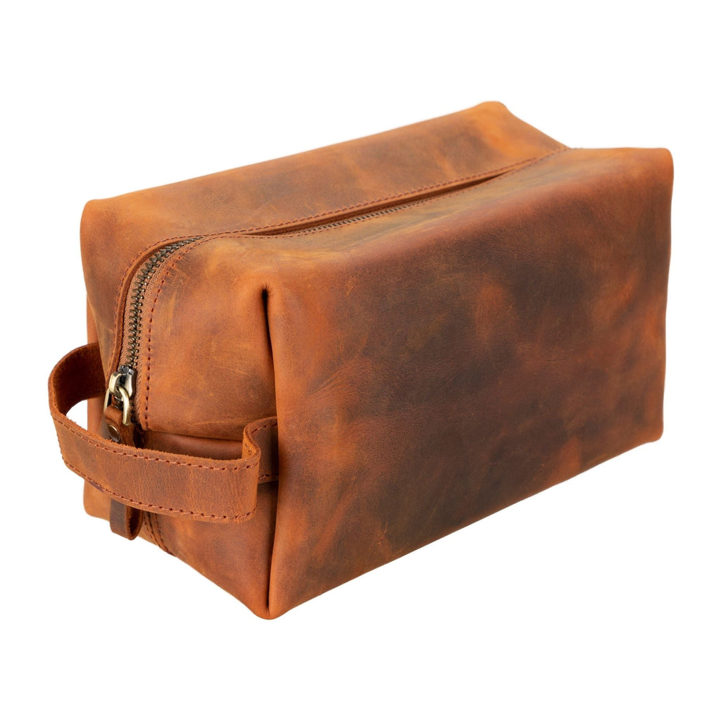 Oswego Men's Leather Dopp Kit & Small Travel Handbag