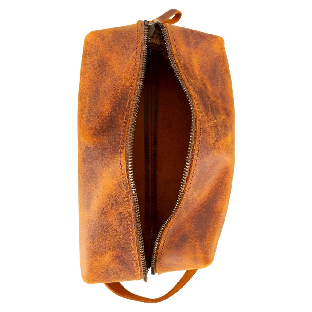 Oswego Men's Leather Dopp Kit & Small Travel Handbag