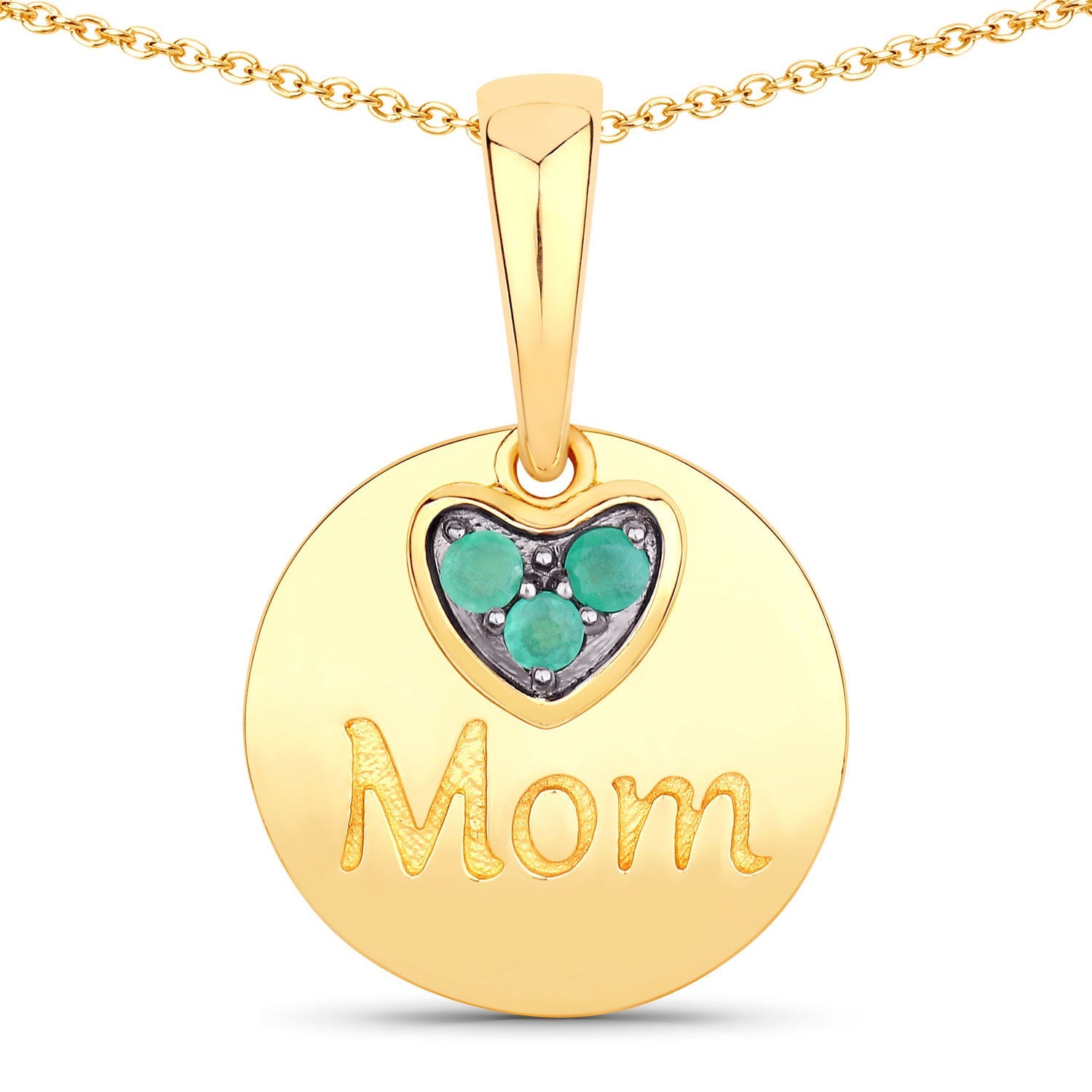 0.17 Carat Genuine Emerald .925 Sterling Silver Pendant