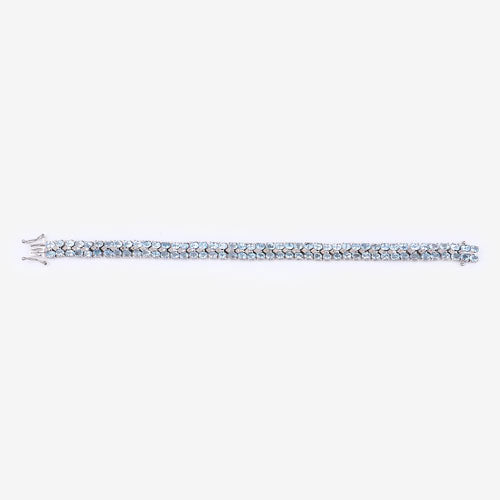 17.22 Carat Genuine Blue Topaz and White Diamond .925 Sterling Silver Bracelet