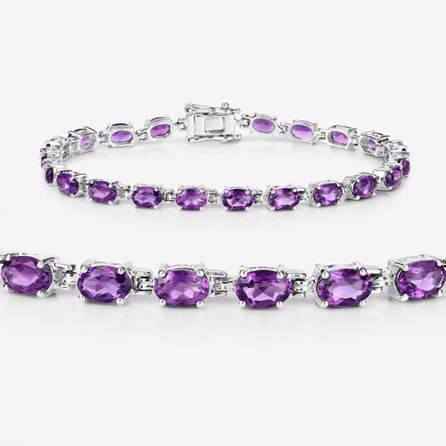 7.98 Carat Genuine Amethyst .925 Sterling Silver Bracelet