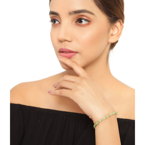 8.61 Carat Genuine Peridot .925 Sterling Silver Bracelet