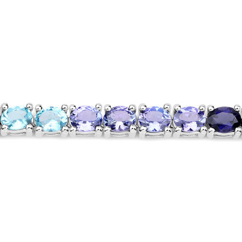 12.04 Carat Genuine Multi Stone .925 Sterling Silver Bracelet