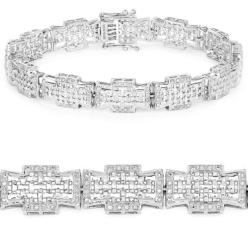 0.48 Carat Genuine White Diamond .925 Sterling Silver Bracelet