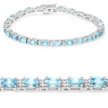 8.84 Carat Genuine Blue Zircon and Topaz White .925 Sterling Silver Bracelet