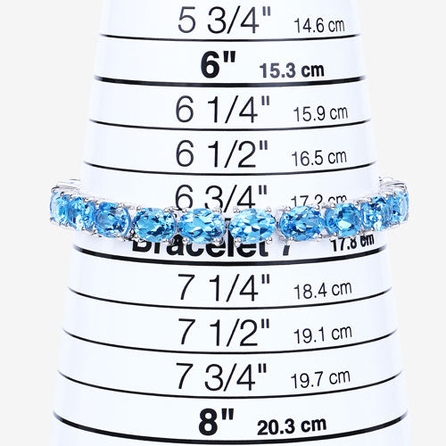 35.20 Carat Genuine Swiss Blue Topaz .925 Sterling Silver Bracelet
