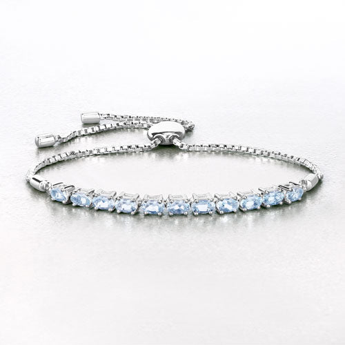 2.20 Carat Genuine Aquamarine .925 Sterling Silver Bracelet
