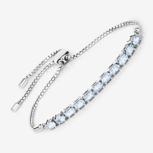 2.20 Carat Genuine Aquamarine .925 Sterling Silver Bracelet