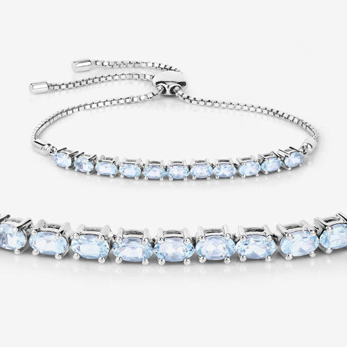 2.20 Carat Genuine Aquamarine .925 Sterling Silver Bracelet