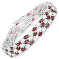 24.08 Carat Genuine Opal and Rhodolite .925 Sterling Silver Bracelet