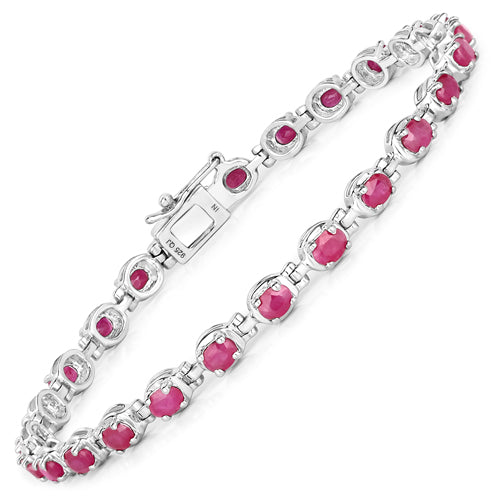 5.50 Carat Genuine Ruby .925 Sterling Silver Bracelet