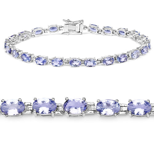 9.68 Carat Genuine Tanzanite .925 Sterling Silver Bracelet
