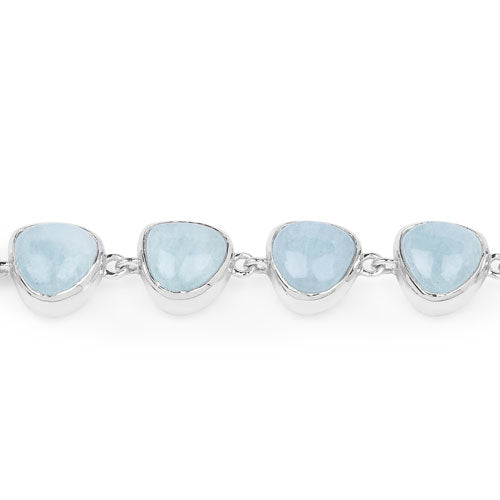 25.90 Carat Genuine Aquamarine .925 Sterling Silver Bracelet