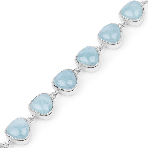25.90 Carat Genuine Aquamarine .925 Sterling Silver Bracelet