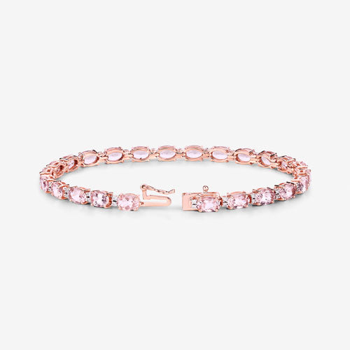 8.95 Carat Genuine Morganite and White Diamond 14K Rose Gold Bracelet