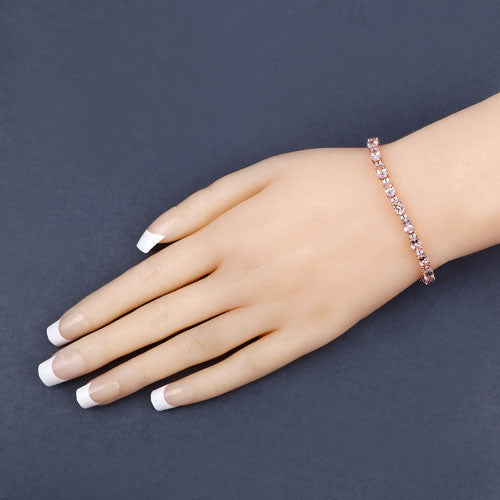 8.95 Carat Genuine Morganite and White Diamond 14K Rose Gold Bracelet