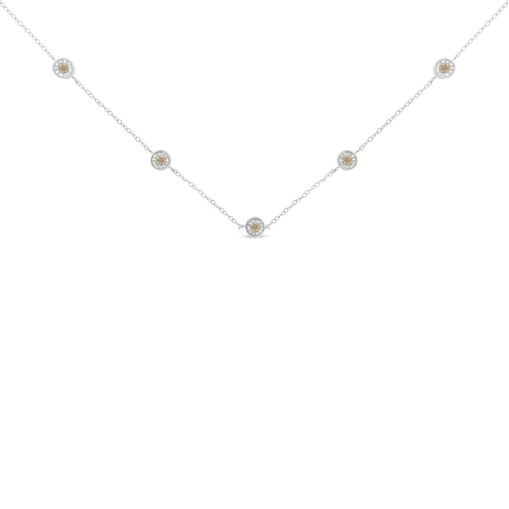 Sterling Silver Diamond Station Necklace (1/2 cttw, I-J Color, I1-I2 Clarity)