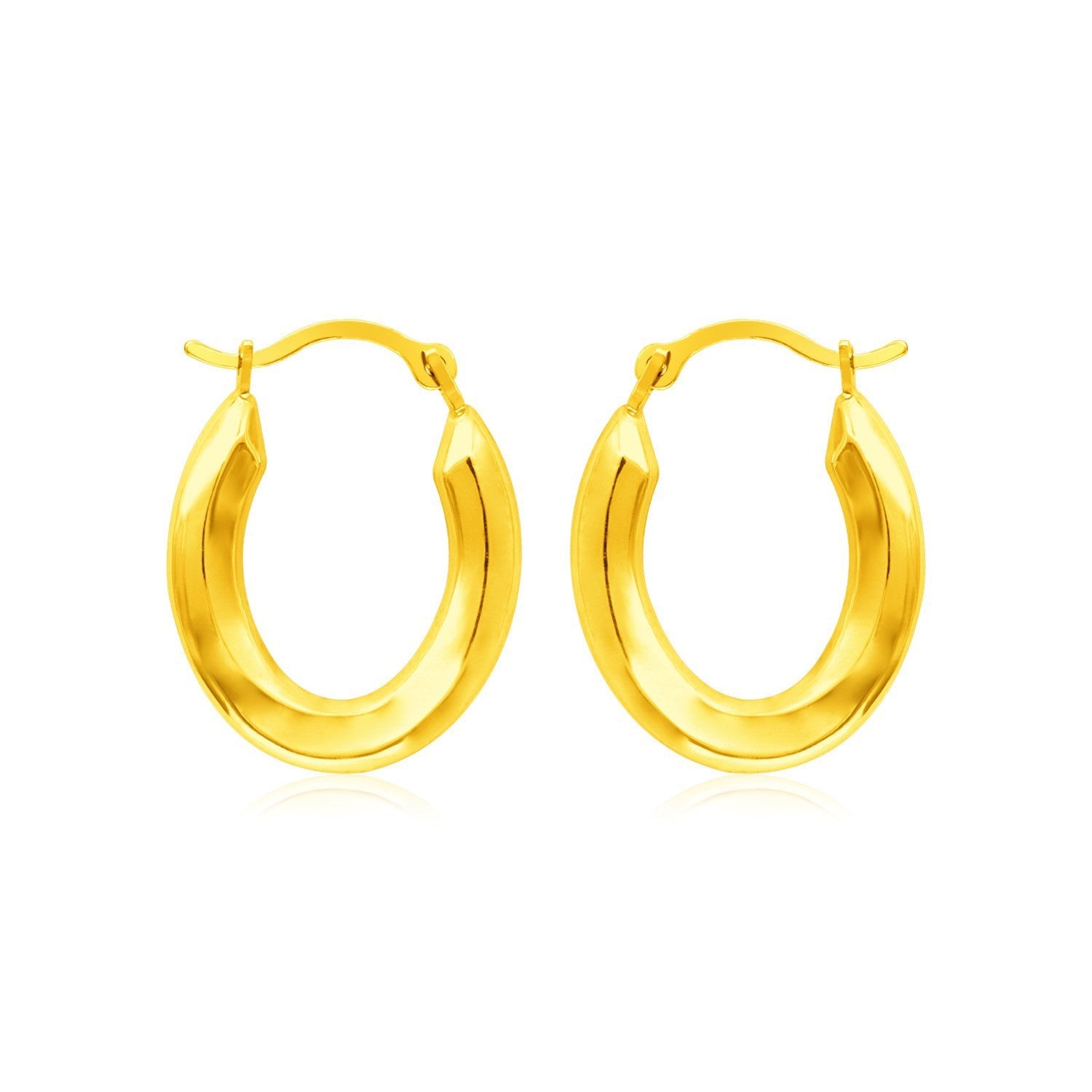 14k Yellow Gold Polished Oval Hoop Earrings