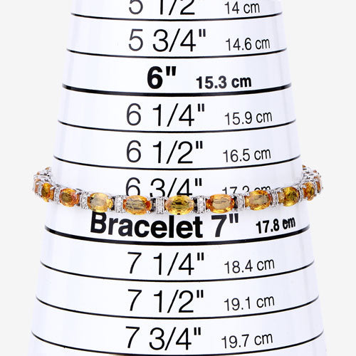 12.33 Carat Genuine Orange Sapphire and White Diamond 14K White Gold Bracelet
