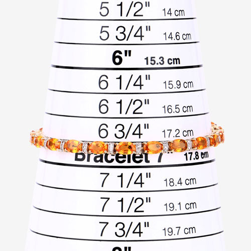 12.33 Carat Genuine Orange Sapphire and White Diamond 14K Yellow Gold Bracelet
