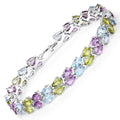 23.46 Carat Genuine Multi Stones .925 Sterling Silver Bracelet