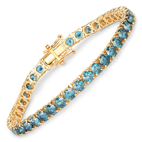 14.33 Carat Genuine Blue Diamond 14K Yellow Gold Bracelet