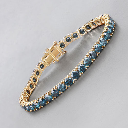 14.33 Carat Genuine Blue Diamond 14K Yellow Gold Bracelet