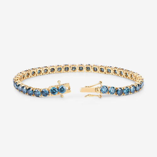 14.33 Carat Genuine Blue Diamond 14K Yellow Gold Bracelet