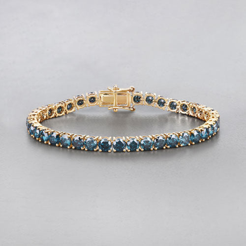 14.33 Carat Genuine Blue Diamond 14K Yellow Gold Bracelet