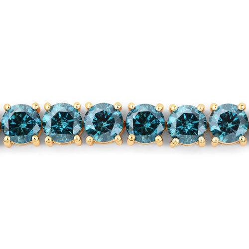 14.33 Carat Genuine Blue Diamond 14K Yellow Gold Bracelet