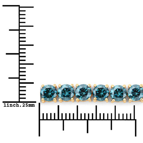 14.33 Carat Genuine Blue Diamond 14K Yellow Gold Bracelet