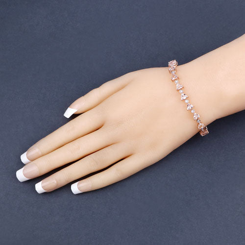 7.56 Carat Genuine Morganite and White Diamond 14K Rose Gold Bracelet