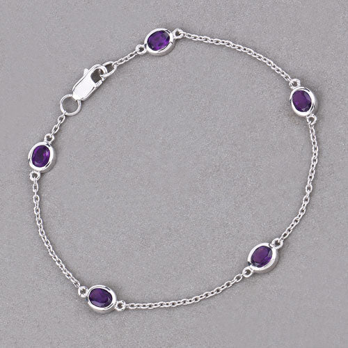 1.70 Carat Genuine Amethyst .925 Sterling Silver Bracelet