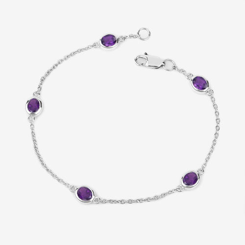 1.70 Carat Genuine Amethyst .925 Sterling Silver Bracelet