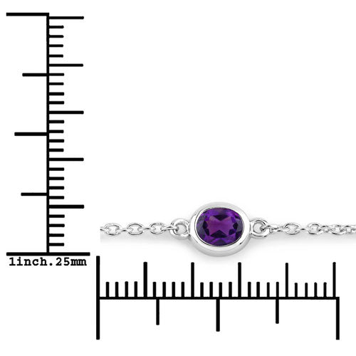 1.70 Carat Genuine Amethyst .925 Sterling Silver Bracelet