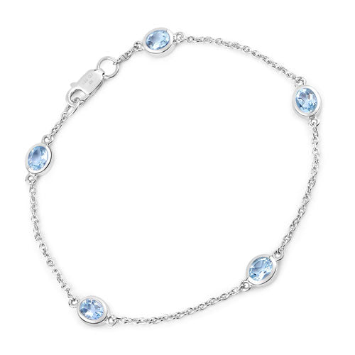 1.80 Carat Genuine Blue Topaz .925 Sterling Silver Bracelet