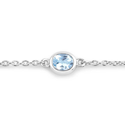 1.80 Carat Genuine Blue Topaz .925 Sterling Silver Bracelet