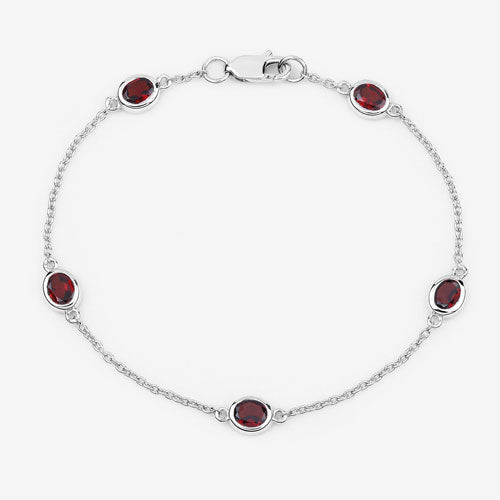 2.25 Carat Genuine Garnet .925 Sterling Silver Bracelet