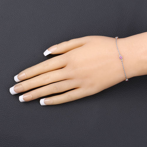 0.65 Carat Genuine Ruby .925 Sterling Silver Bracelet