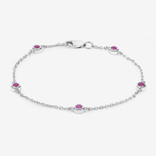 0.65 Carat Genuine Ruby .925 Sterling Silver Bracelet